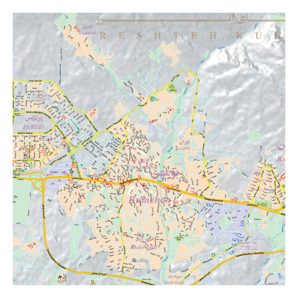 نقشه راهنمای شهرهای بومهن و رودهن انتشارات گیتاشناسی نوین نقشه راهنمای شهرهای بومهن و رودهن انتشارات گیتاشناسی نوین