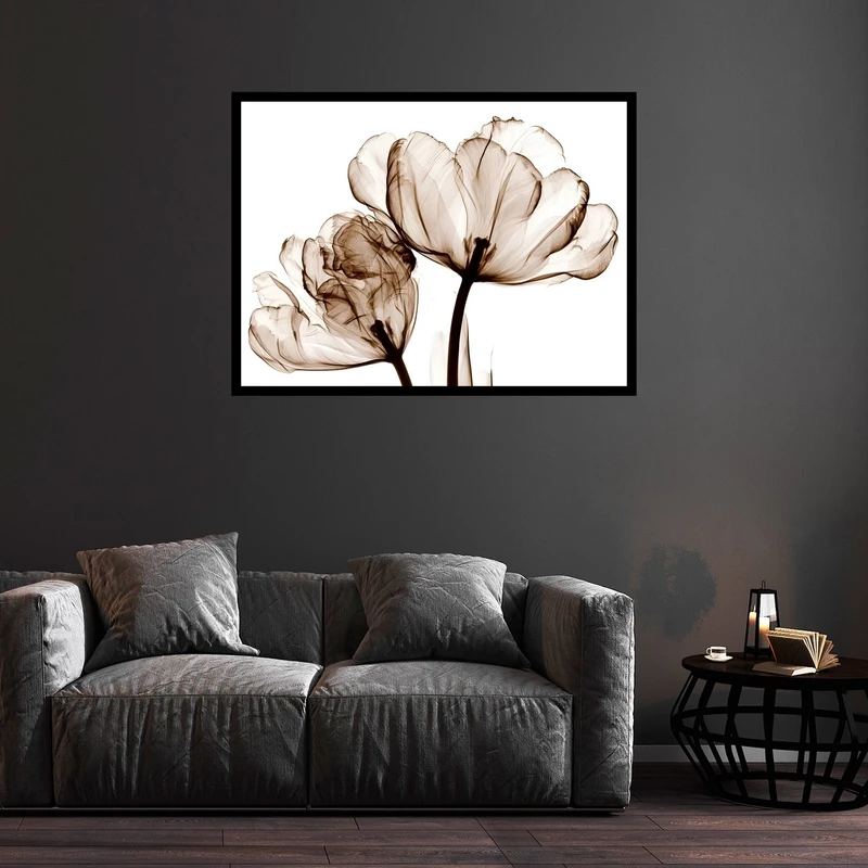 تابلو بکلیت طرح هنری کلاسیک و دکوری دکوراتیو و مینیمال دسته گل مدل B-bu5848 فریم مشکی