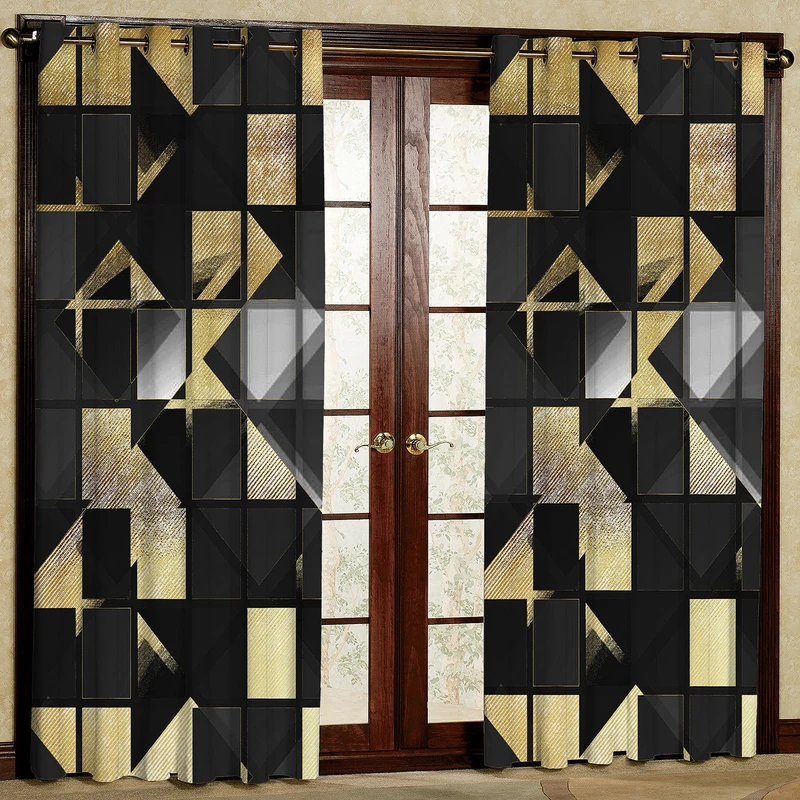 پرده مدل اشکال هندسی مخمل پانچی کد 2435 سایز 200x140 سانتی متر