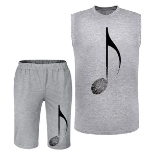 ست تاپ و شلوارک مردانه مدل نت موسیقی A321