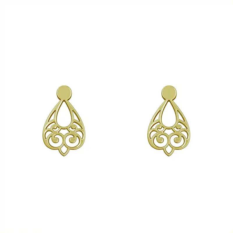 گوشواره طلا 18 عیار زنانه مدوپد مدل اسلیمی کد GA1-15294