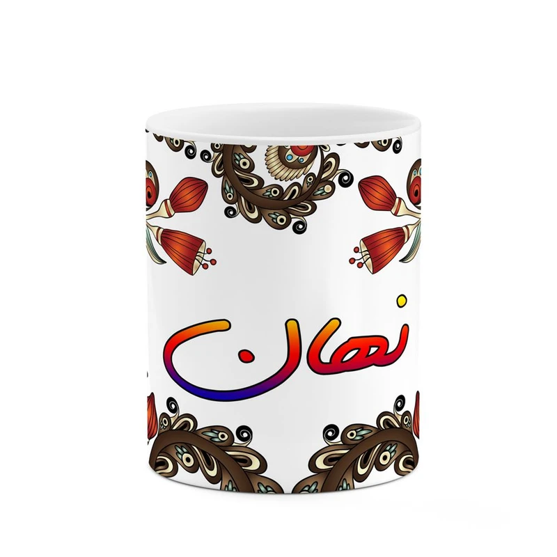 ماگ کاکتی مدل اسم نهان طرح سنتی گل و بته کد mgh48075