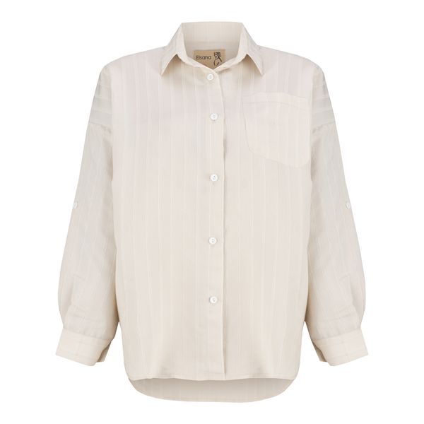 مانتو زنانه السانا مدل میهان کد 218779 رنگ استخوانی