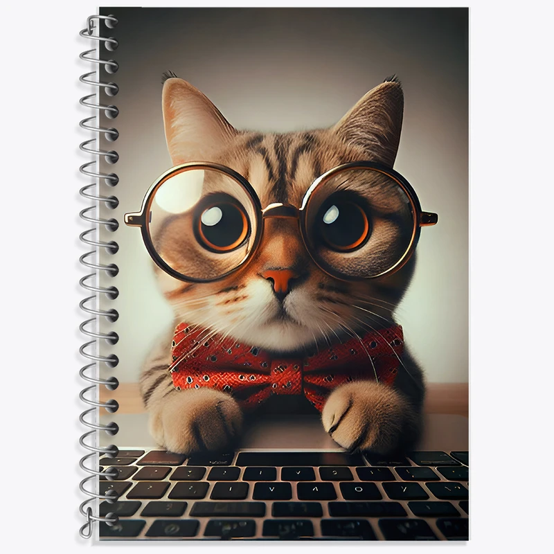 دفتر زبان 50 برگ خندالو مدل دو خط طرح گربه بامزه کد F7949