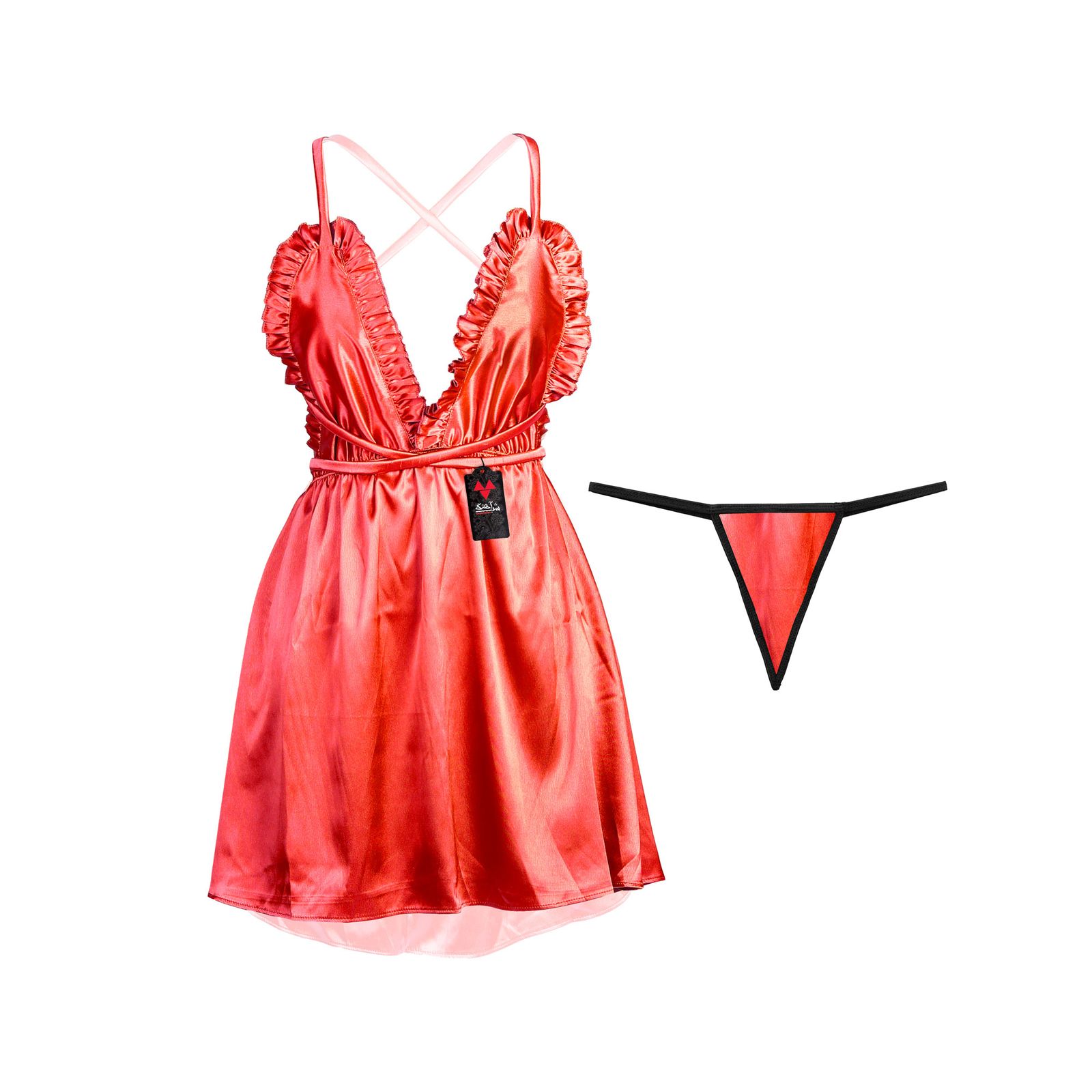لباس خواب زنانه شباهنگ مدل Miss Lady رنگ قرمز