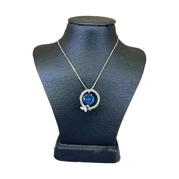 گردنبند زنانه سواروسکی مدل مکعب و پروانه کد 11481