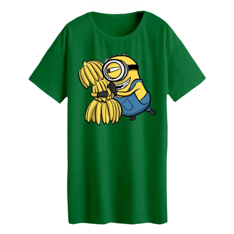 تی شرت لانگ زنانه مدل  مینیون و موز