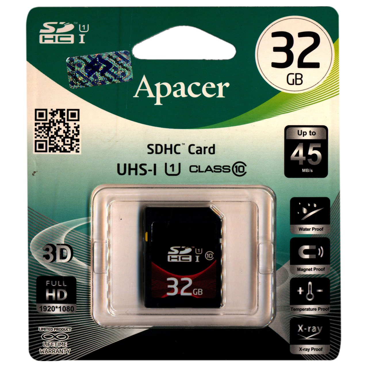 کارت حافظه SDHC اپیسر کلاس 10 استاندارد UHS-I U1 سرعت 45MBps ظرفیت 32 گیگابایت