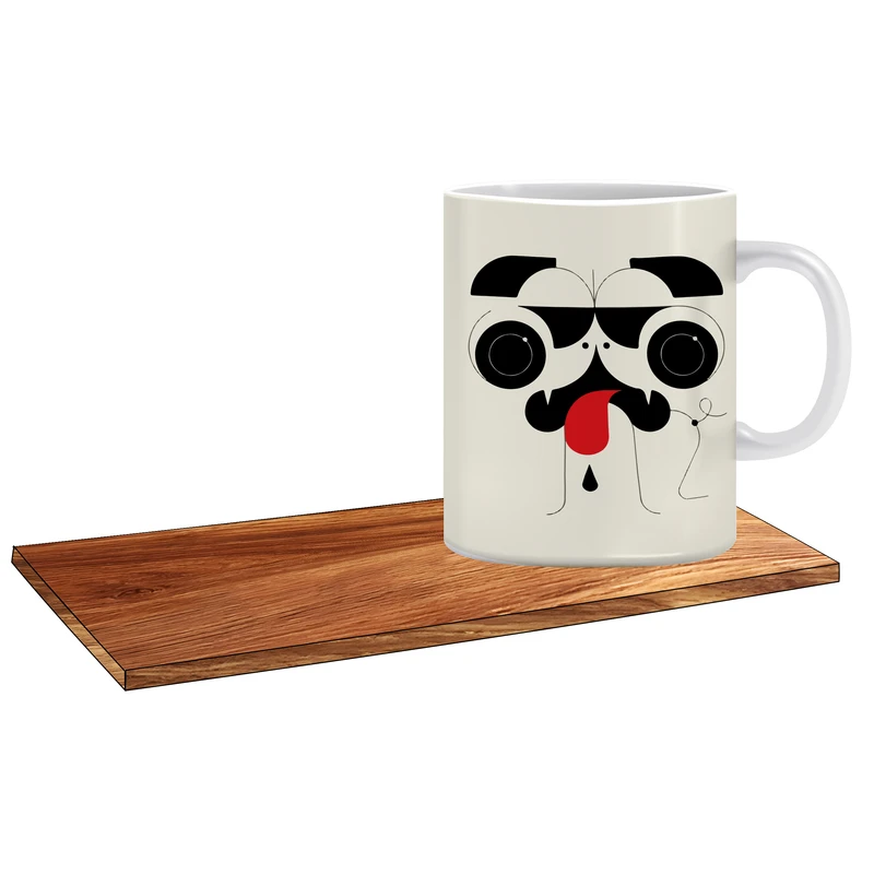 ماگ ال ایکس پی طرح انتزاعی سگ کد 243 به همراه زیر لیوانی