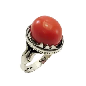 انگشتر نقره مردانه مدل مرجان چراغدار کد 4502410