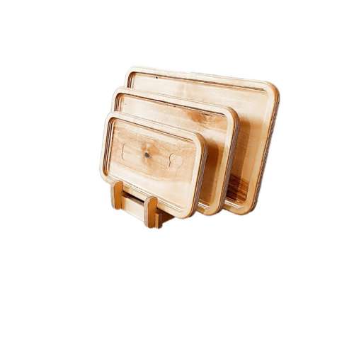 سینی پذیرایی مدل چوبی مجموعه سه عددی به همراه استند