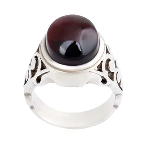 انگشتر نقره مردانه مدل عقیق رکاب کد AM_2484