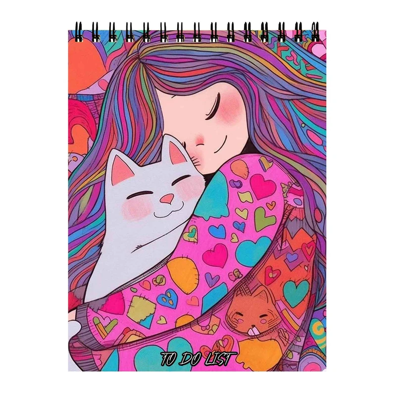 دفتر برنامه ریزی 50 برگ طرح دختر و گربه کد 3887