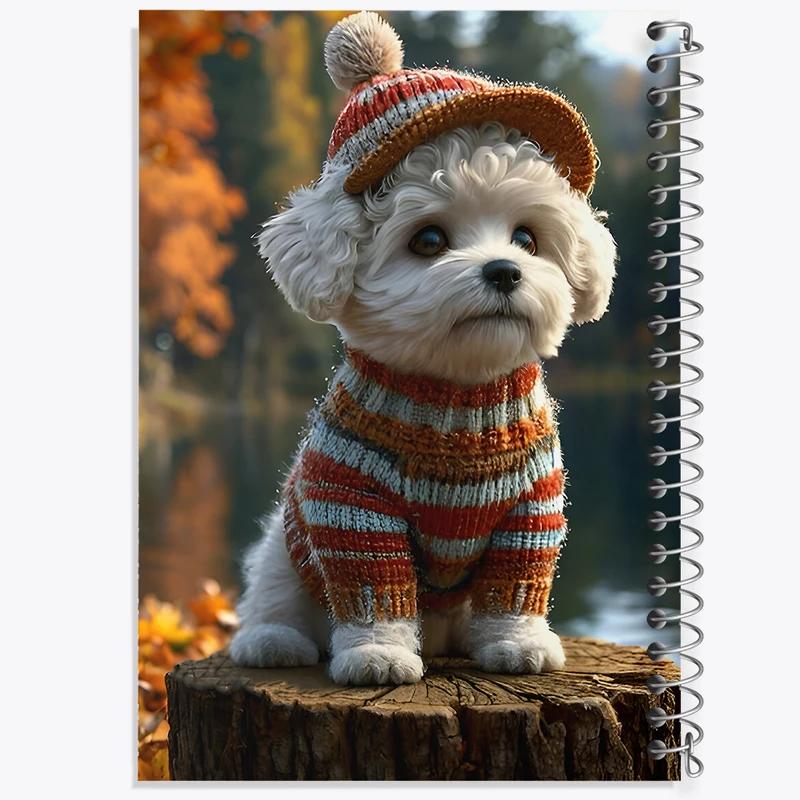 دفتر ژورنال نویسی 50 برگ خندالو مدل نقطه ای طرح سگ کیوت کد F7233