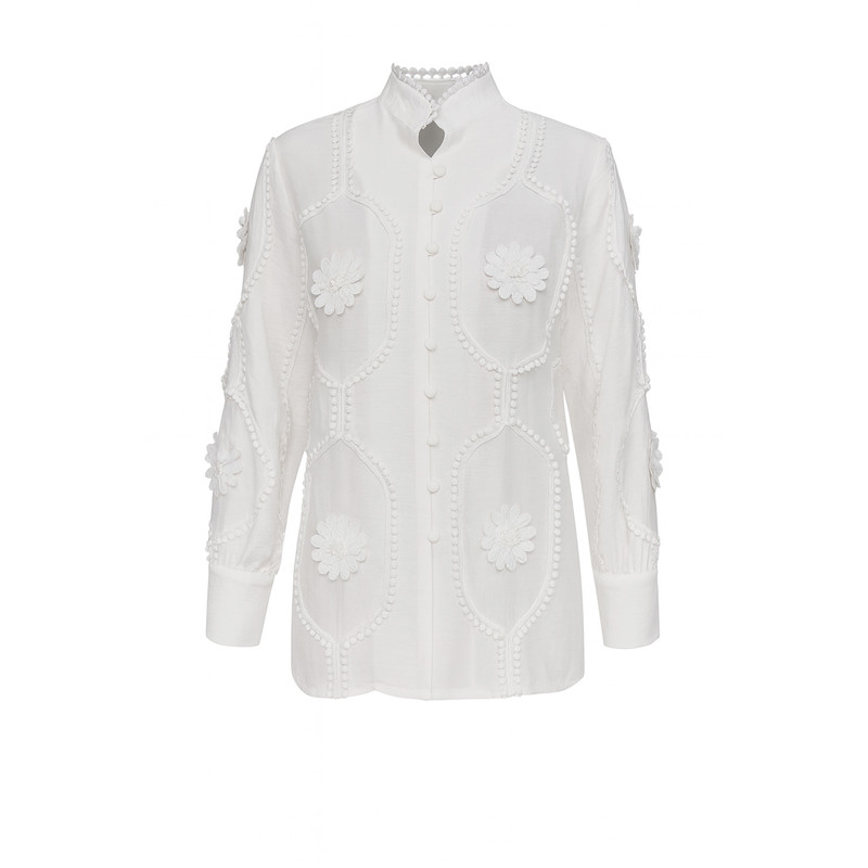 شومیز آستین بلند یقه ایستاده زنانه مدل دلوین