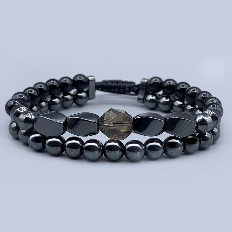 دستبند مردانه مدل عقیق حدید کوارتز کد 003