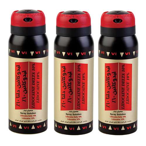 اسپری تاخیری دلتا دارو مدل کلاسیک کد Lidocaine 10% حجم 65 میلی لیتر مجموعه 3 عددی