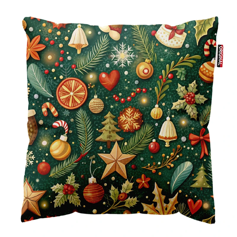 کوسن پاد آفرین مدل کریسمس بابانوئل گوزن آدم برفی کد PK401909 سایز 40*40 سانتی متر