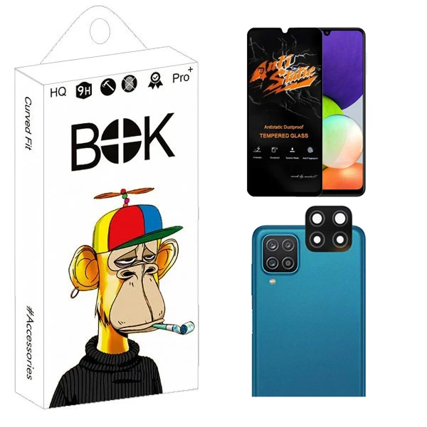 محافظ صفحه نمایش بوک مدل Transparent Antistatic مناسب برای گوشی موبایل سامسونگ Galaxy A22 4G به همراه محافظ لنز دوربین