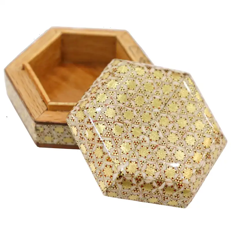 جاسکه ای خاتم کاری مدل 6 ضلعی