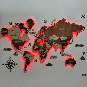 تابلو نوری طرح نقشه جهان سه بعدی مدل بلوتوثی