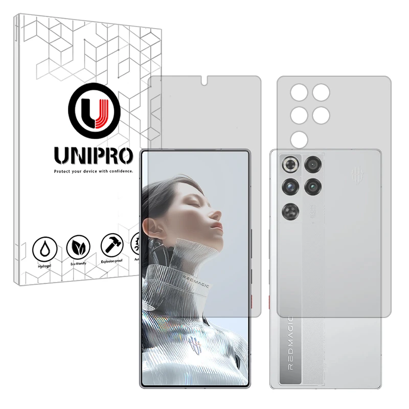محافظ صفحه نمایش مات یونی پرو مدل هیدروژلی مناسب برای گوشی موبایل زد تی ای nubia RedMagic 11 Pro (China) به همراه محافظ پشت گوشی