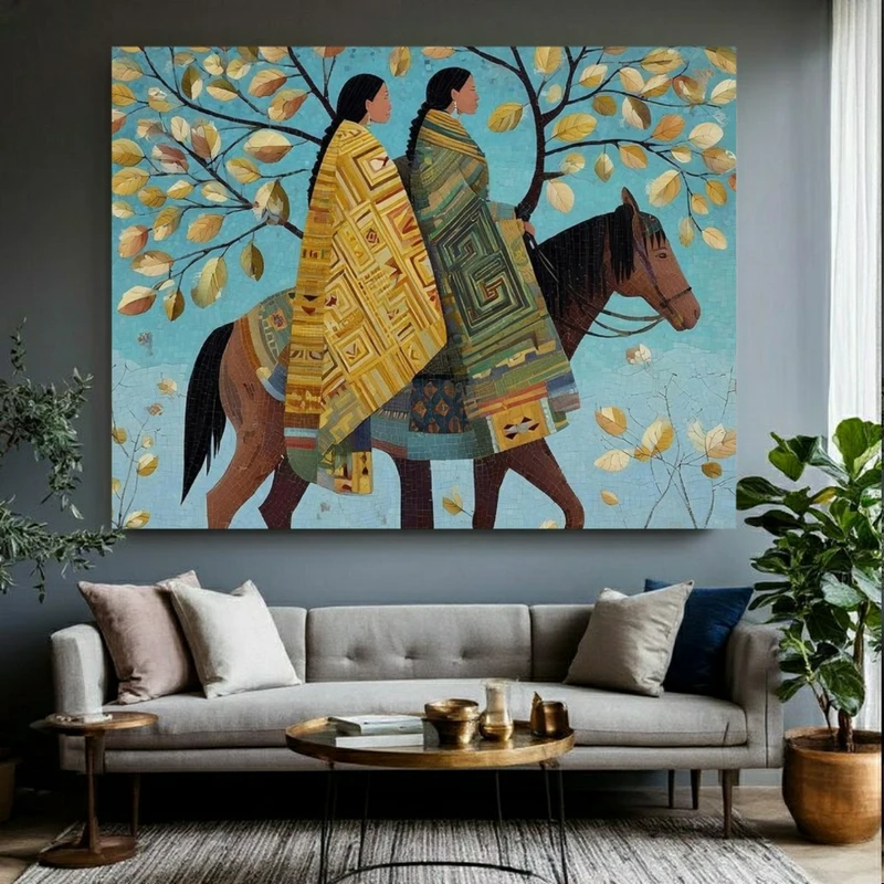 پوستر پارچه ای طرح مخمل سرخپوست مدل سوارکار کد BK25035