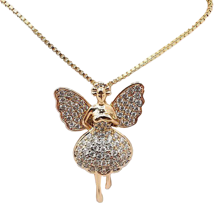 گردنبند زنانه ژوپینگ مدل فرشته نگین دار کد xp1231