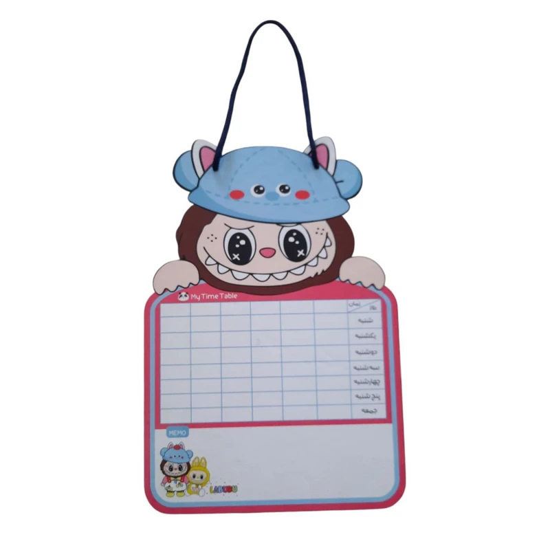 تخته وایت برد مدل برنامه هفتگی طرح لبوبو کد mn01 سایز 29*21 سانتی متر