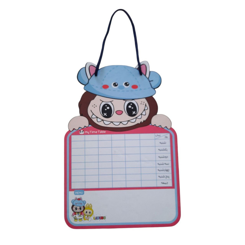 تخته وایت برد مدل برنامه هفتگی طرح لبوبو کد mn01 سایز 29*21 سانتی متر