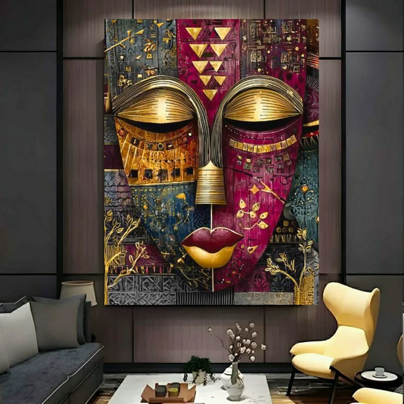 پوستر پارچه ای طرح مخمل ماسک مدل آفریقایی FP106606