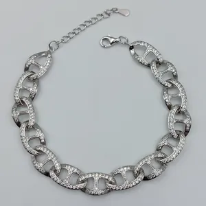 دستبند نقره زنانه مدل جواهری کد 20285