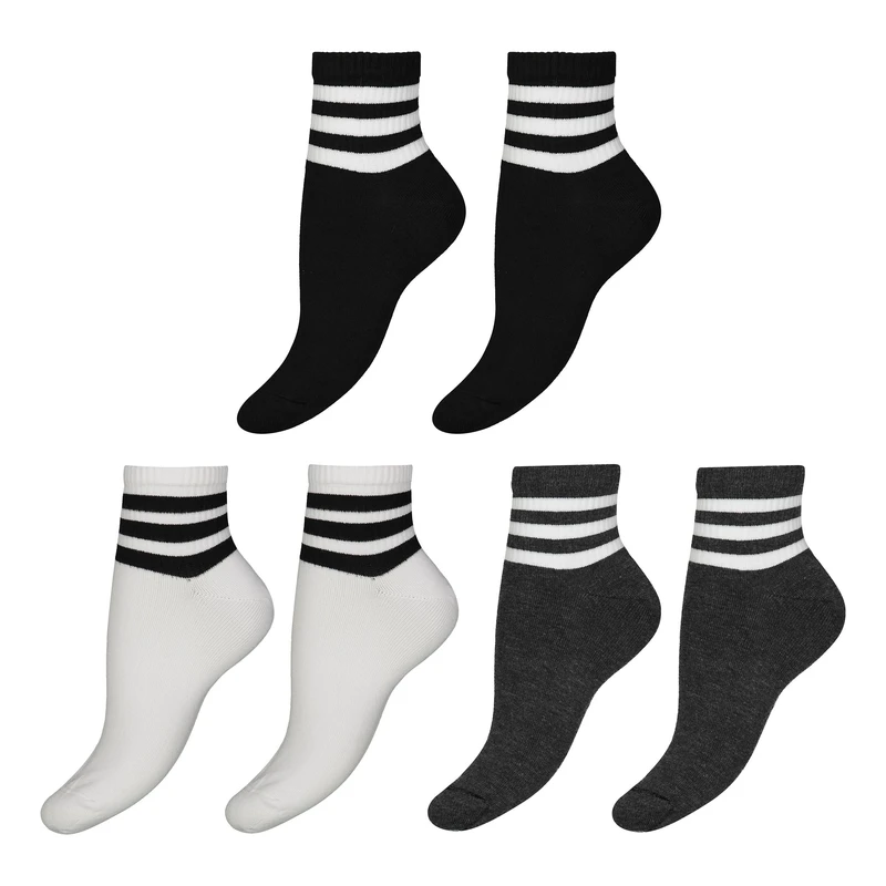 جوراب ساق کوتاه زنانه الماس مدل سه خط بسته 6 عددی