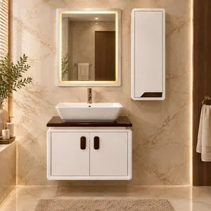 ست کابینت و روشویی دیواری مدل بامبو به همراه اینه و باکس