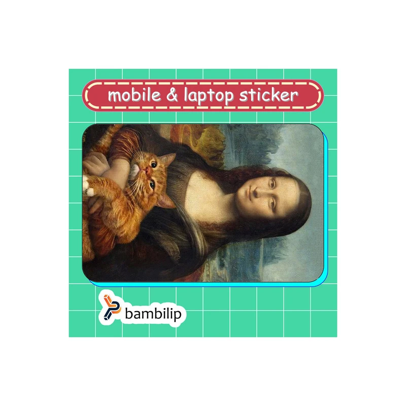 استیکر بامبیلیپ مدل کارت عابر طرح مونالیزا و گربه کد 0028752