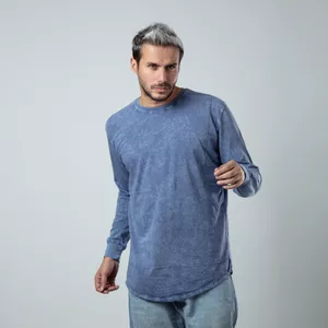 تی شرت آستین بلند مردانه باینت مدل 568-2 سنگشور آبی