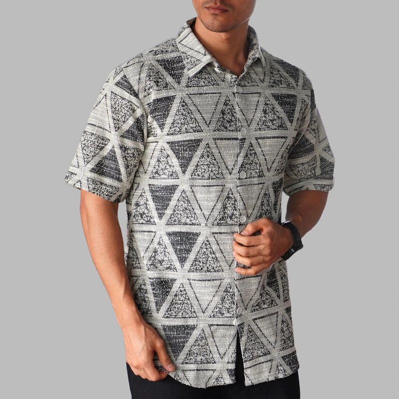 پیراهن آستین کوتاه یقه برگردان مردانه مدل 1165-099