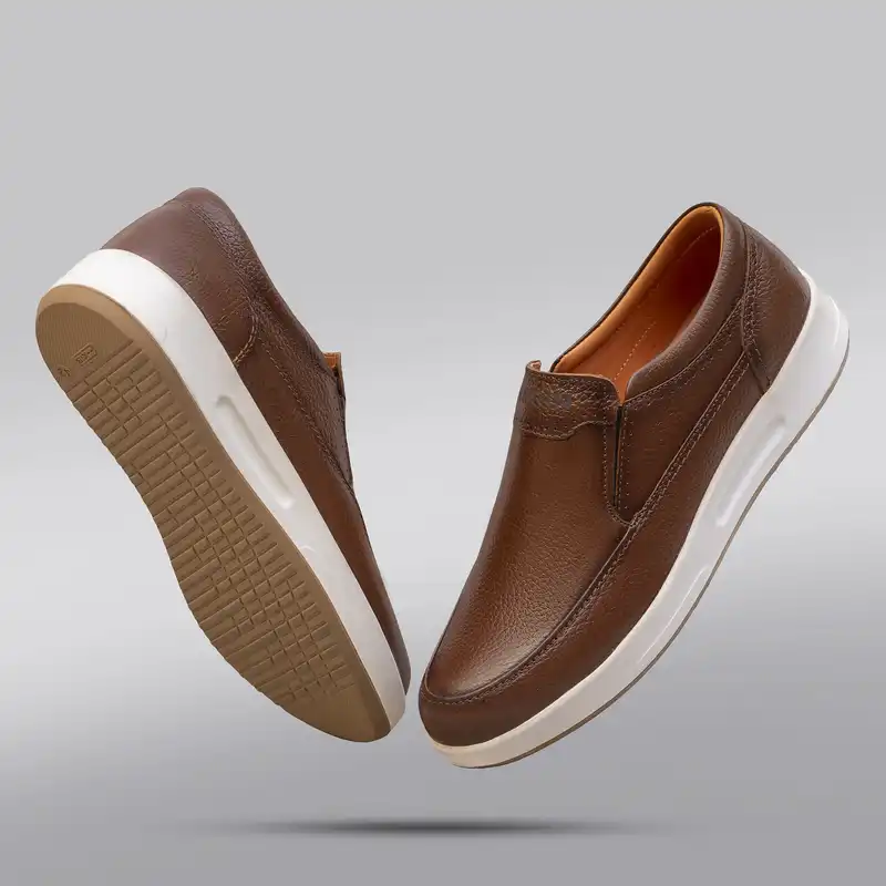 کفش روزمره مردانه مدل چرم طبیعی کد 00117 رنگ عسلی