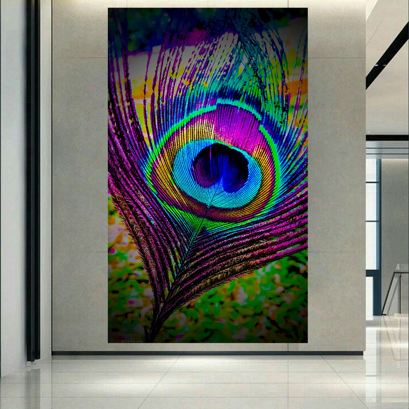 تابلو بوم طرح پر طاووس مدل Colorful کد AR3860