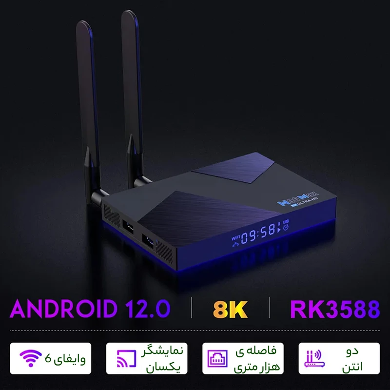 عکس شماره 24 : اندروید باکس اچ96 مدل max v58 2023 8k 8-64gb
