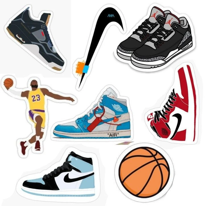  استیکر لپ تاپ و موبایل گوفی طرح کفش ورزشی مدل Air Jordan مجموعه 8 عددی