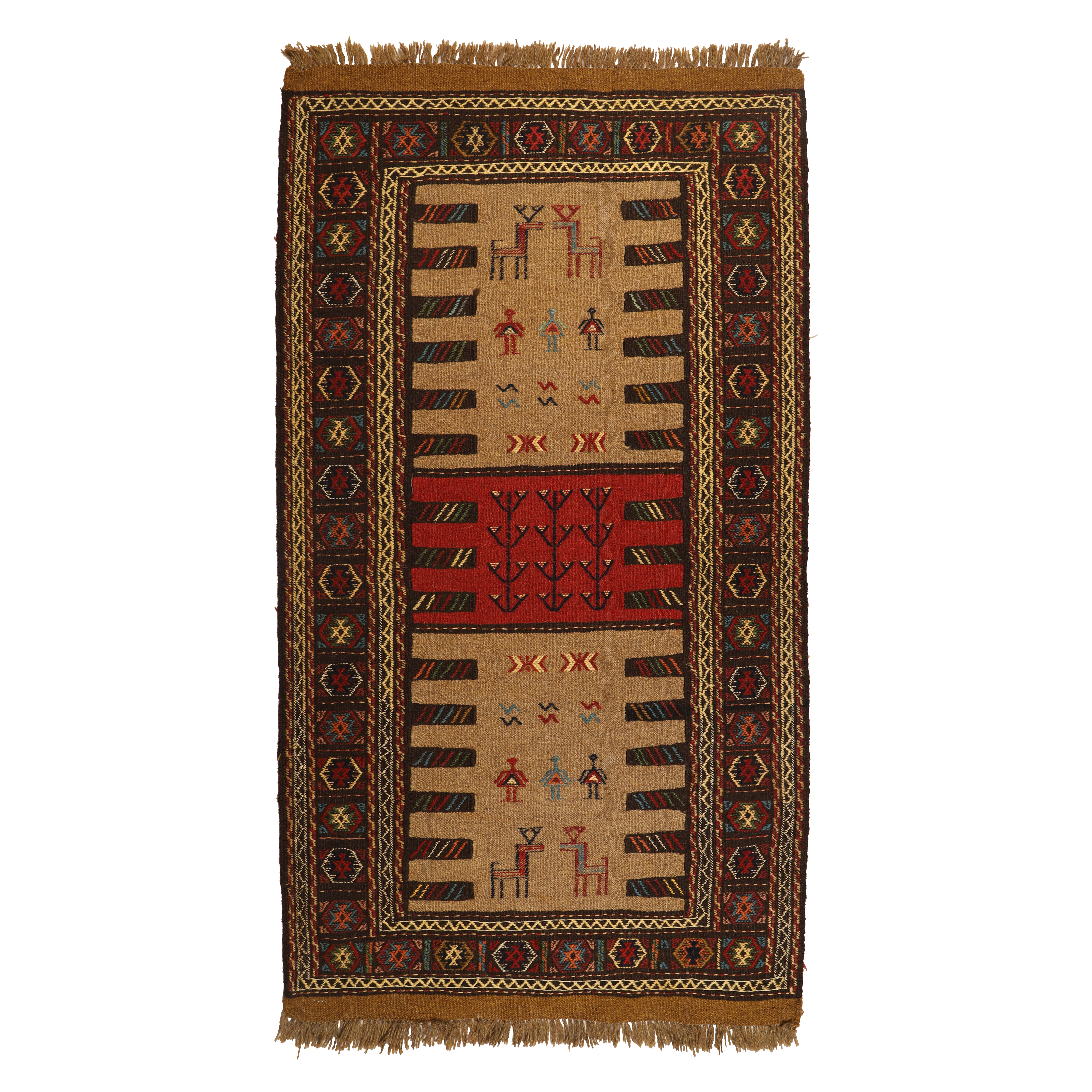 گلیم دستبافت دومتری طرح سفره کردی کد 140391