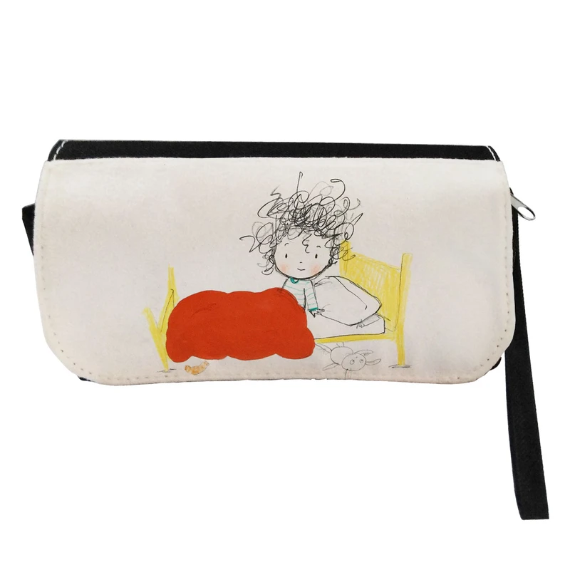  جامدادی مدل دوزیپ طرح دخترک موفرفری کد NI1304