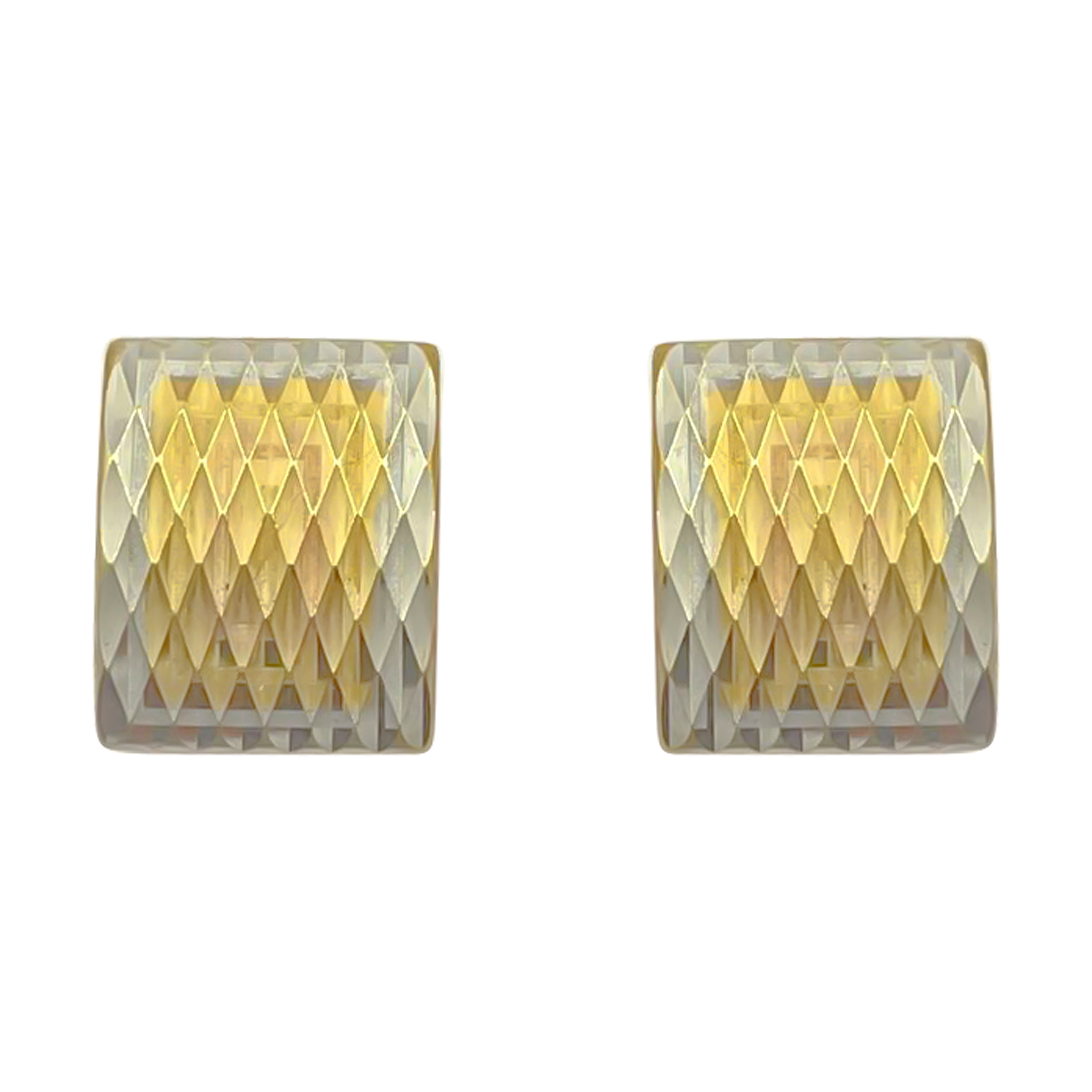 گوشواره طلا 18 عیار زنانه مدل G002 طرح تراش دو رنگ