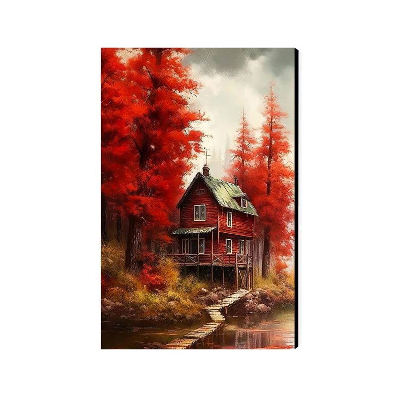 تابلو شاسی عرش مدل فانتزی منظره جنگل و کلبه کد As4190