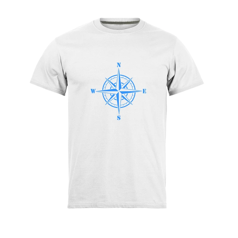 تی شرت آستین کوتاه مردانه مدل قطب نما کد 0346 رنگ سفید