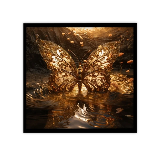 تابلو نوری بکلیت طرح پروانه طلاکوب مدل B-MID-19554