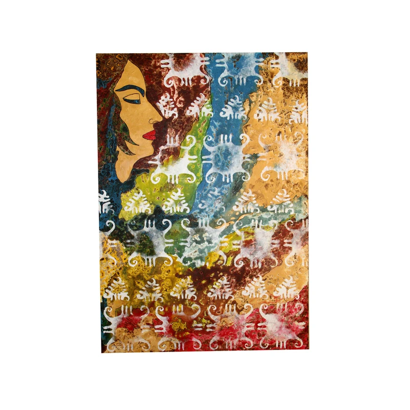 تابلو نقاشی اکرلیک مدل زن ترکمن کد 020