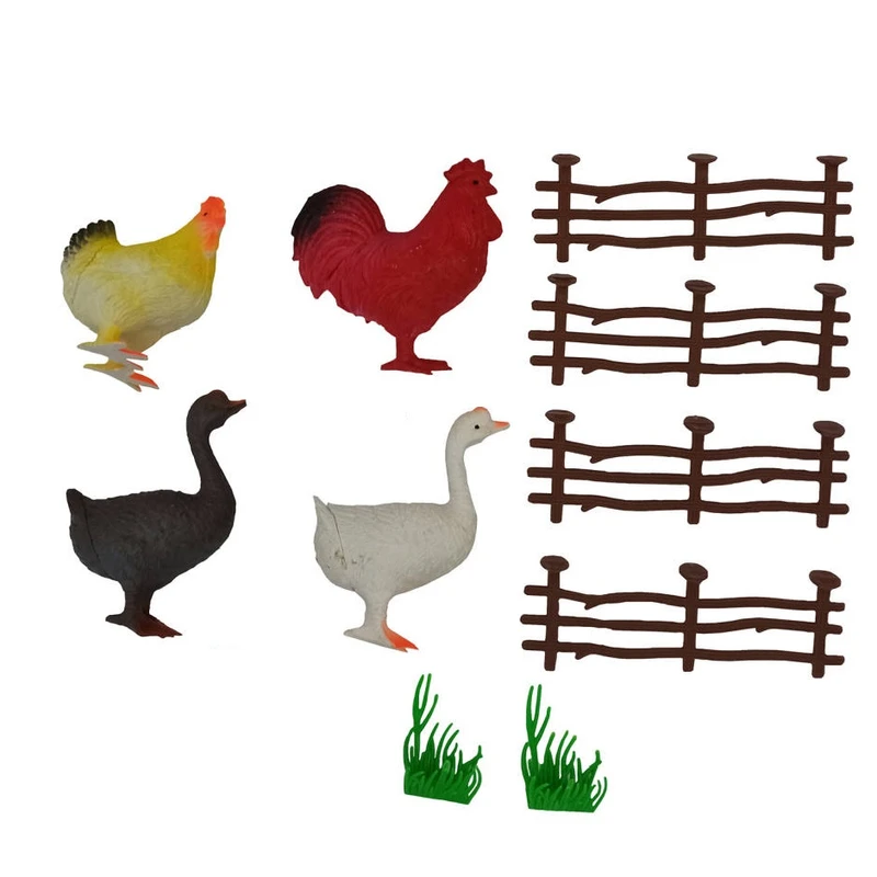 فیگور حیوانات مدل مرغ و خروس کد TF002 مجموعه 10 عددی