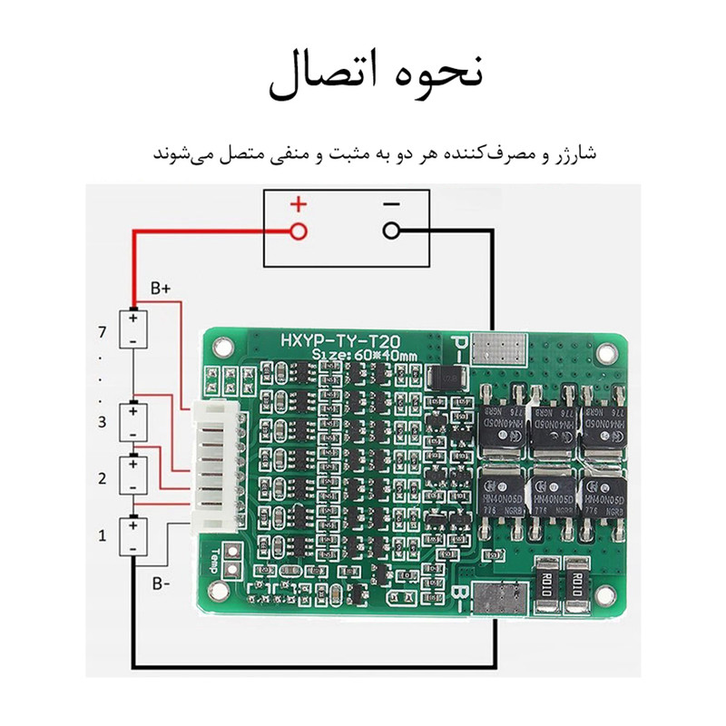 محافظ شارژ و دشارژ باتری لیتیومی مدل 7S_15A کد 6Mos_balance محافظ شارژ و دشارژ باتری لیتیومی مدل 7S_15A کد 6Mos_balance